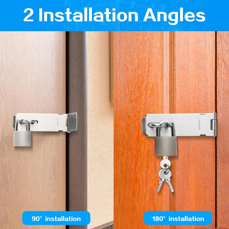 2 Set Sliver 5 Inch Stainless Steel Padlock Hasp, Door
