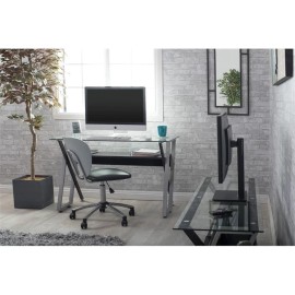 Studio Designs Calico Designs Colorado Metal Writing/Laptop Desk with Storage Shelf in Silver