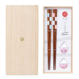 Aderia Tsugaru Vidro FS-75504 Wakasa Lacquer Chopsticks Gift Set, Sakura Shizuku, Chopsticks Rest/Chopsticks Set, Made in Japan