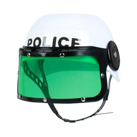 Boland - Children's police helmet, visor helmet, police officer, chin strap, green visor can be folded up, costume, carnival, theme party