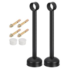 sourcing map 2 Set Ceiling Mount Curtain Rod Bracket, Fit 32mm/1.26" Pipe Length 300mm/11.81" Stainless Steel Curtain Rod Hooks Hangers for Walls Wardrobe Pipe Curtain Pipe, Black