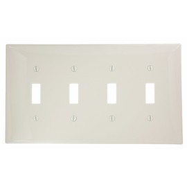Leviton PJ4-A 4-Gang Toggle Switch Wallplate, Midway Size, Almond