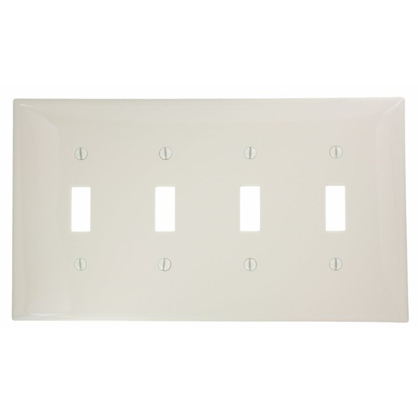 Leviton PJ4-A 4-Gang Toggle Switch Wallplate, Midway Size, Almond