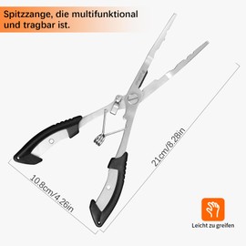 pullther Stainless Steel Fishing Pliers for Fishing, Hook Remover Fishing, Fishing Pliers Set with Lanyard, Fishing Scissors, Rustproof Fishing Accessories for Saltwater and Freshwater