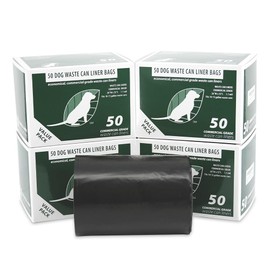 Commercial Grade Dog Waste Station Can Liners - 4 Rolls of 50 bags - Standard Size 26" W x 33" L (10-13 gallons) - Heavy Duty, Thicker than competitors bags (1.1 mil) (200 Liners total, Black)
