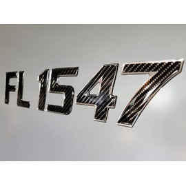 Domed 3D Boat Registration Numbers and Letters Sport Series Carbon Fiber/Chrome,16 PCS