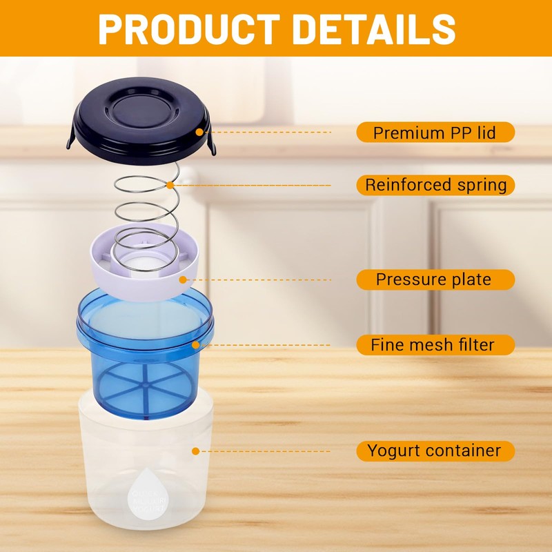 BangBoom Plastic Yogurt Strainer, 450 ML Small Yogurt Maker with