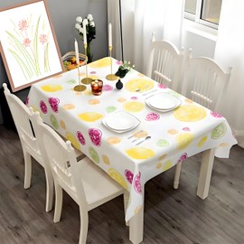 yayafunfun Plastic Tablecloth 1pc 137 * 180cm Waterproof Lemon PVC Table Cloth Wipeable Table Cover Rectangular,Fruit Cover Wipe Clean Tablecloth Oil Cloth Outdoor Indoor Tablecloth for Party,Picnic