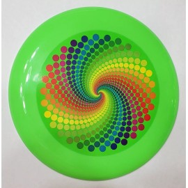 Play Day Green Frisbee 9” Flying Disc Pet Play Day Athletic Sports Spiral Polka Dots New!