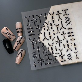 Cool Nail Stickers, Gothic Nail Sticker for Nails Art, Nail Art Stickers, 3D Self Adhesive Nails Decals, 5D Embossed Nail Decals, Diablo Silver Stamping Nails Decoration for Women