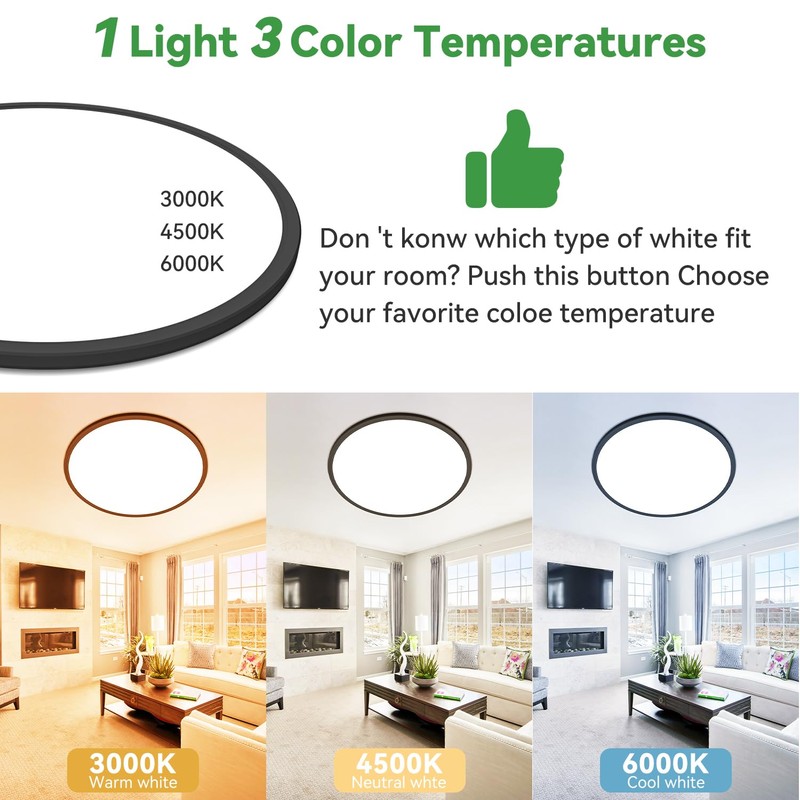 hepside 15.8INCH 2Pack Big Dimmable Flush Mount Ceiling Light Fixture