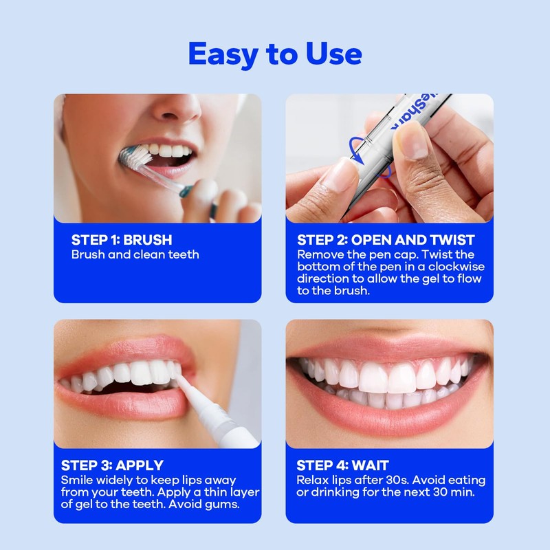 SmileShark Premium Teeth Whitening Pens (4 Count), Sensitive-Free Whitening Gel,