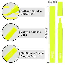 Vitoler Yellow Highlighter,5pcs Fluorescent Yellow Highlighter Chisel Tip,Cute Highlighters for School, Home, Office