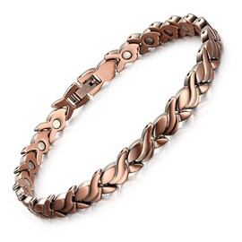 Men's Copper 3X Super Strong with 3500 Gauss Neodymium Magnet Adjustable Bracelet:_Little Goldfish-Full Magnetic