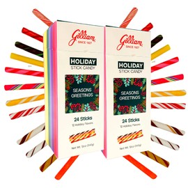 Old Fashioned Christmas Candy, Assorted Flavor Peppermint Stick Hard Candies, Gourmet Individually Wrapped Hot Chocolate Stirrers, 2 Boxed, 24 Sticks Each