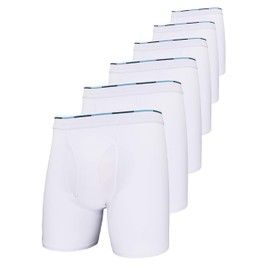 Comfneat Men's 6-Pack Boxer Briefs Soft Breatheable Underwear S-XXL Open Fly (All-White Pack-6, M)