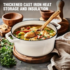 HAUSHOF 5.3QT Enameled Cast Iron Dutch Oven with Lid for Sourdough Bread Baking