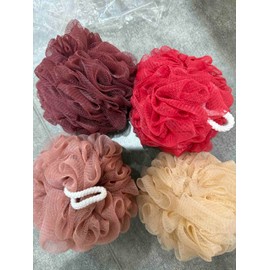 MTDLYICE Loofah Sponge XXL-100g 4 Pack, Bath Sponge Soft Mesh Shower Puff Loofah for Men, Exfoliating Body Scrubber for Women, Shower Accessories (Cherry Red)