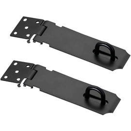 5" Black Heavy Duty Secure Door Lock and Staple Lock for Gate Shed Garage Hinge Black