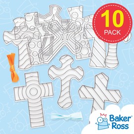 Baker Ross AX789 Cross Suncatcher Decorations - Pack of 10, Acrylic Decorations, Window Hanging, Religious Crafts, Art Projects