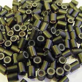 HAIR DE VILLE 500 PCS 3.5 mm Silicone Lined Copper Tube Rings Links Beads Linkies For I Tip Stick Glue Hair Extensions - Color Black