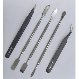 5 Pcs Metal Spudger Pry Tool Kit Professional Electronics Opening Pry Tool Repair Kit with Metal Spudger Anti-Static Tweezers for Cell Phone Mobile Repairing Hand Tool And Mobile Opner Set