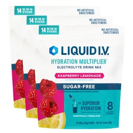 Liquid I.V.  Multiplicador de Hidratación Sin Azúcar - Limonada de Frambuesa  Mezcla para Bebida con Electrolitos en Polvo  Paquete de 3 (42...       