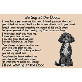 Black Poodle Dog Memorial pet loss Fridge Magnet Gift - Waiting at the Door