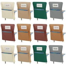 Locmeo 12 Pcs Chair Storage Pocket Bulk 17 Inch Chair Bag for Classrooms Chair Pockets Chair Organizer with Name Tag for Keeping Student Book School Table Organized (Boho)