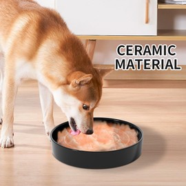 Ceramic Slow Feeder for Dogs & Cats, Dog Bowl and Puzzle Feeder Cat Bowl to Slow Down Eating Dogs, Lucky Star （S Black）