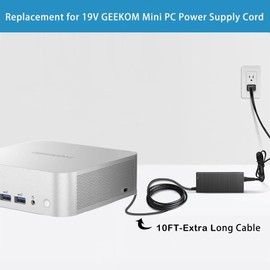 19V 6.32A 120W AC/DC Adapter Charger Compatible with GEEKOM A8 AX8 AE8 MAX A5 A6 AE7 XT12 Pro IT13 IT12 IT15 AI GT1 Mega AI Mini PC Intel/AMD Series Mini PC Desktop Computer Power Supply Cord UL