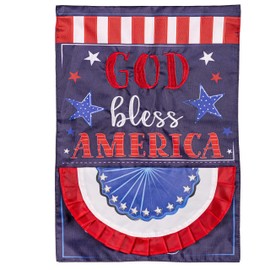 Evergreen Flag God Bless America Applique Garden Flag | Patriotic Garden Flag 12x18 Double Sided | Patriotic House Flags For Outside | All Seasons | Small American Flag for Yard Porch Garden