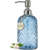 JASAI 18Oz Gem Patterned Glass Soap Dispenser for Kitchen and