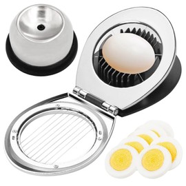 Eierschneider mit Eierstecher Eierschneider aus Edelstahl Eierteiler Schneiddrähte Eischneidewerkzeug Eierteiler Eierpiekser für alle Eiergrößen(FARBE_NAME:Silber)