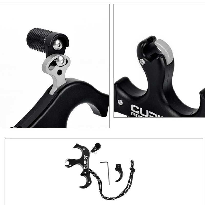 Sarini Bow Release Aids,4 Fingers Release Aid, Aluminum Alloy 360°