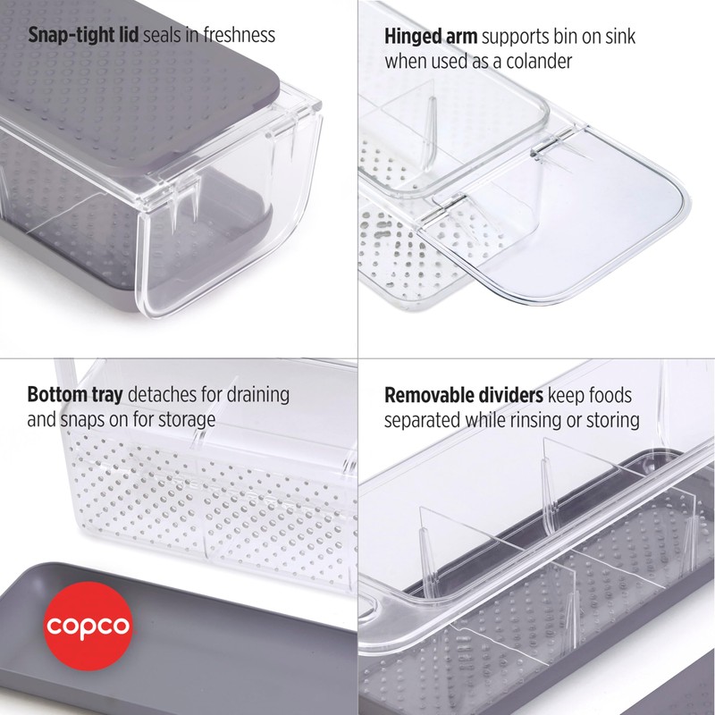 Copco Over the Sink Colander and Fridge Storage Bin with