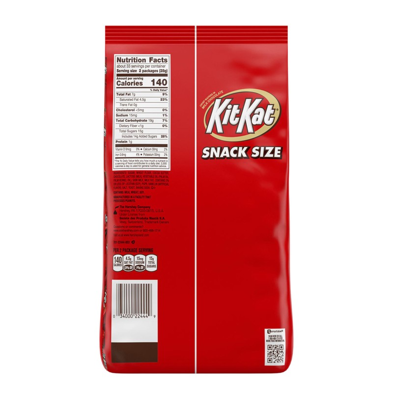KIT KAT Milk Chocolate Wafer Snack Size, Candy Bag, 32.34