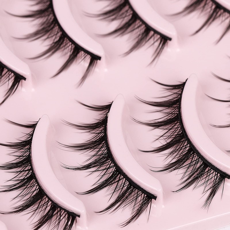 Natural False Eyelashes, Manga Lashes with Clear Band, Spiky Wispy