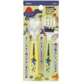 Skater SFBS1-A Spoon Fork Set, Children, Stainless Steel, Baby Food, Spoon Fork, Kids Dinosaurus, Picture Book, Boys