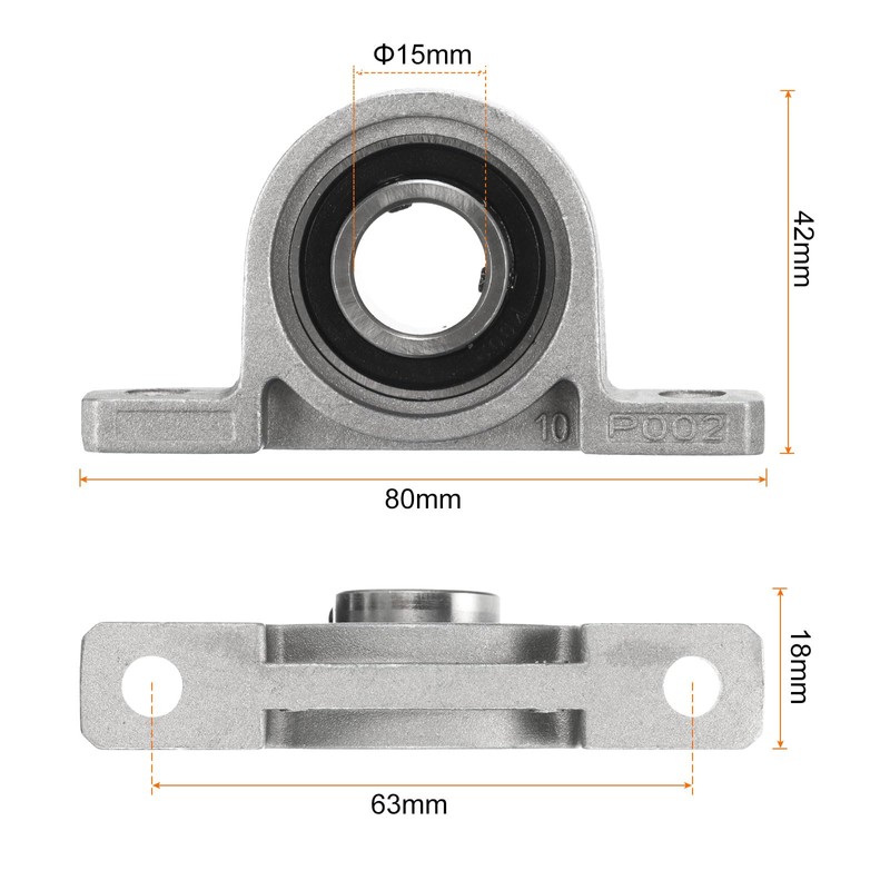 sourcing map 4pcs KP002 Flanged Pillow Block Bearings 15mm Bore,