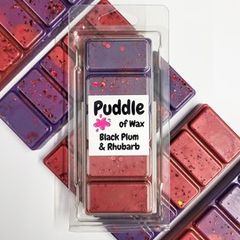 Puddle of Wax - Black Plum & Rhubarb Soy Wax Melt Snap Bar - 50g - Fruity Scent - Vegan Friendly - Made in the UK