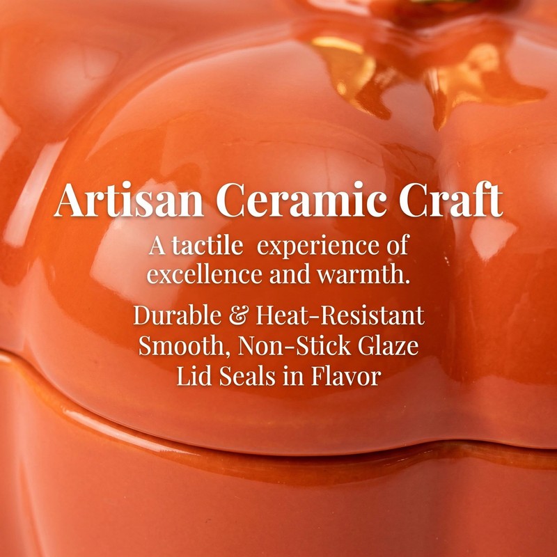 Pumpkin Shaped Ceramic Casserole Pot