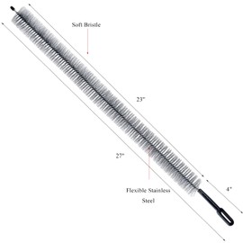 Bristle and Flexible Stainless Steel Brush 27 Inch for Clothes Dryer Lint Vent Trap Cleaning, Refrigerator Coil, Drain Pipes and Radiators Cleaning (Plastic Handle - 4 Pack)