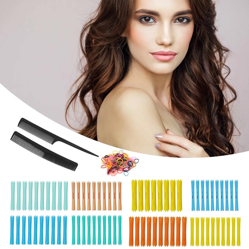 Hair Roller, Flexible Curling Rod Set with Comb, 8 Different