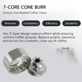 DHPO Sky-Two Manual Coffee Grinder With 7 Axis Stainless Steel Conical Burr Mill, 20g Portable Hand Coffee Grinder With Foldable Handle For Espresso, Drip, French Press, Camping, Travel, Home, Black