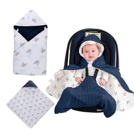 LAT Winter Baby Car Seat Blanket, Baby Swaddling Blanket for Baby Seat, 100% Cotton 90 x 90 cm, Universal Blanket Wrap Cosy Toes for Car Seat Pushchair Pram Buggy (Dinosaur)