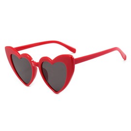 YooThink YooThink Heart Shaped Sunglasses for Women,Vintage Cat Eye Mod Style Retro Kurt Cobain Glasses (Red)