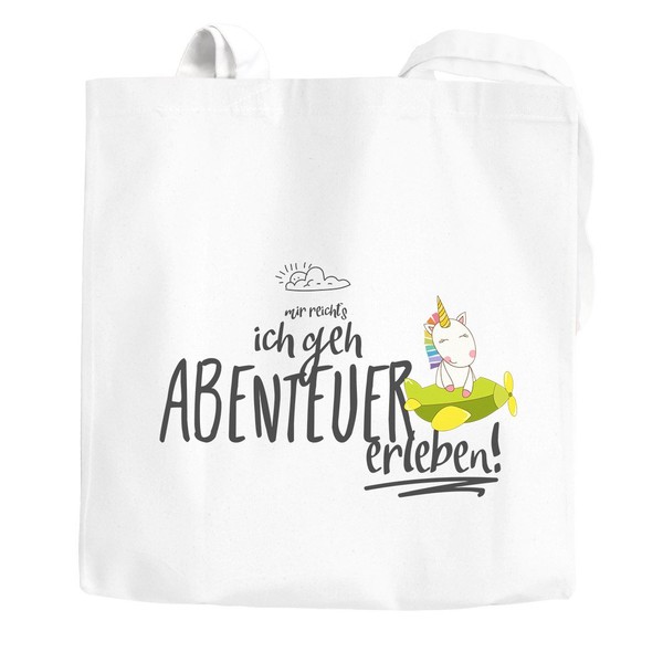 Moonworks® Jute Bag Unicorn Mir reichts ich geh Abenteuer erleben