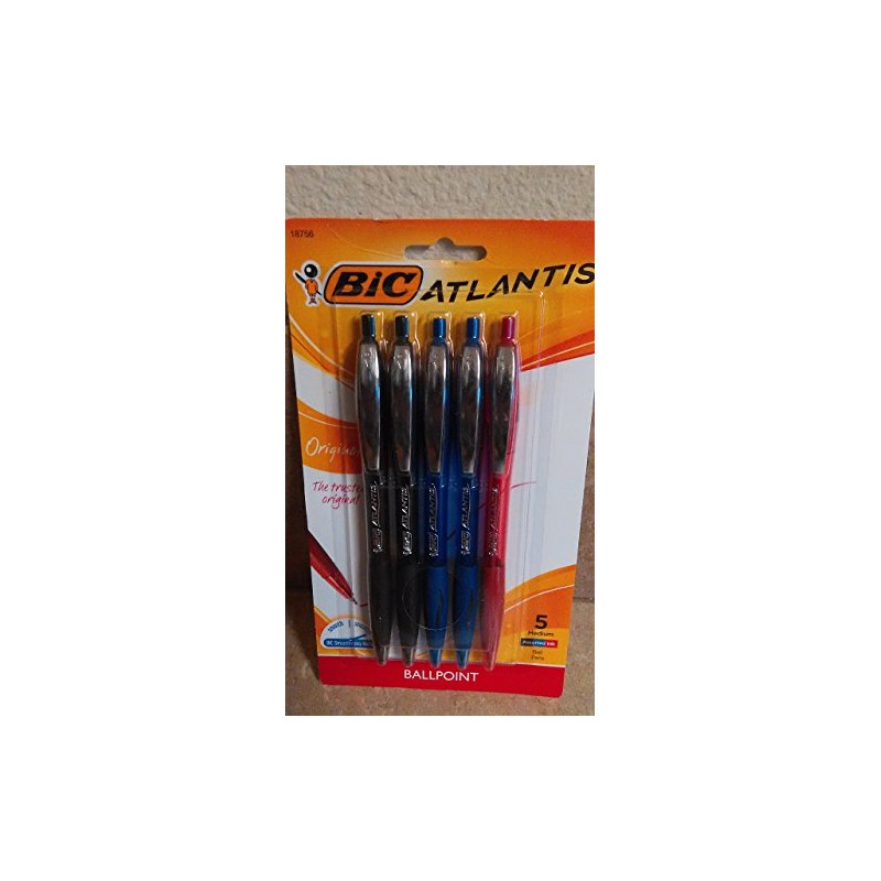 Bic Atlantis 5-pack the Original Medium Assorted Ink Ballpoint Pens