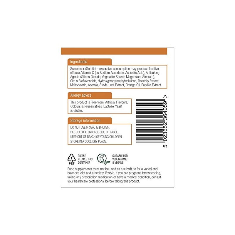 Natures Aid Natures Aid Vitamin C 500mg Sugar Free Chewable